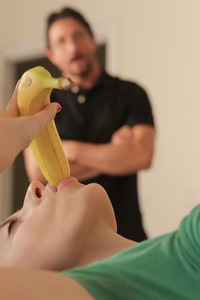 Sexy Alyce Anderson Takes A Big Banana In Mouth