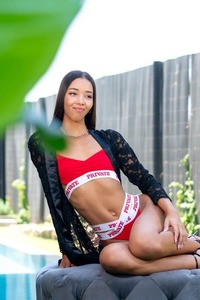 Lia Lin Sexy Brunette Solo Striptease