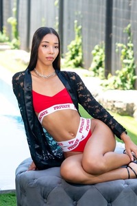 Lia Lin Sexy Brunette Solo Striptease