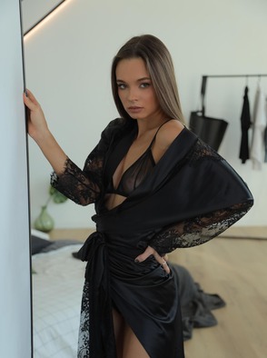 ArinaQ Small Teen Brunette In Sexy Black Lingerie