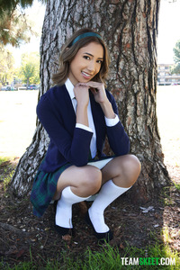 Kimora Quin Captivates In A Seductive Bedroom Encounter Blending Schoolgirl Charm With Intense Desire