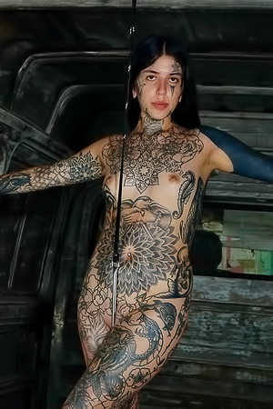 Very heavily tattooed Katty Blue