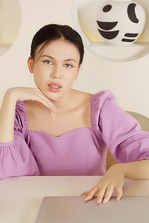 Kris Si Entices In Panties While Displaying Perky Nipples And Agile Feet On A Chair Indoors
