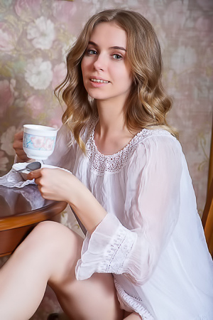 Dina Divine Flirts With Sheer Nightie And Spread Legs Striptease