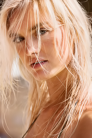 Alberte Valentine Sun-Dappled Blonde Waves Shimmering with Water